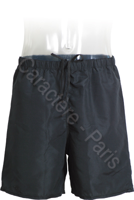 Schwarze Leih-Badeshorts, weit geschnitten, für Herren